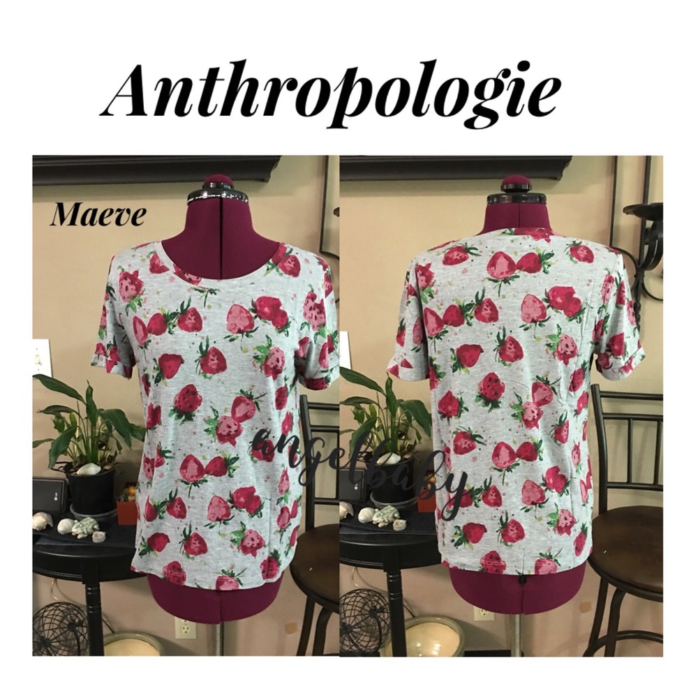 Host Pick! Anthropologie Maeve Strawberry fields tee 🍓🤩 - Picture 9 of 16